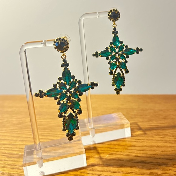 Dolce and Gabbana inspired emerald cross earrings - Picture 3 of 5